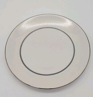 Ironstone Silver Elegance Salem England Bread Plate Platinum Rim Dessert